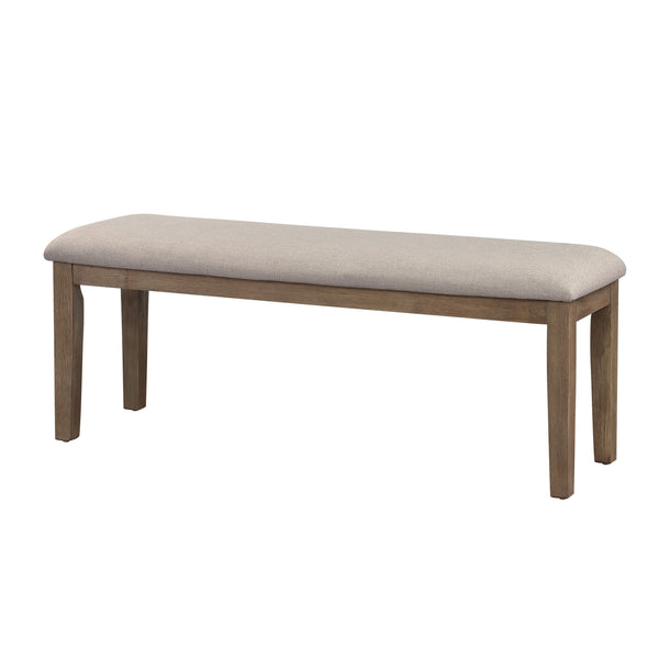 English Elm Rectangular Solid Wood Bench with Upholstered Seat for Bedroom or Entryway B056P416795