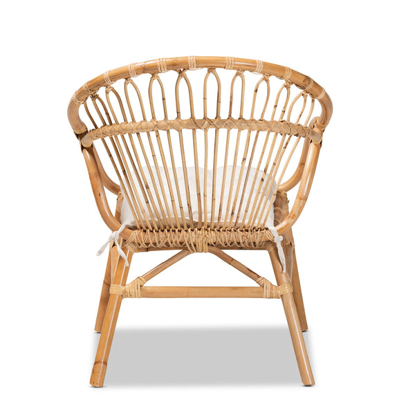 English Elm Modern Rattan Dining Chair Woven Openwork Back Curved Arms Bohemian Accent Seat B2750P470050