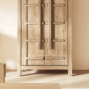 English Elm Rowan Reclaimed Pine Tall Cabinet Crossbar Double Doors Rustic Farmhouse Storage B2719P474455
