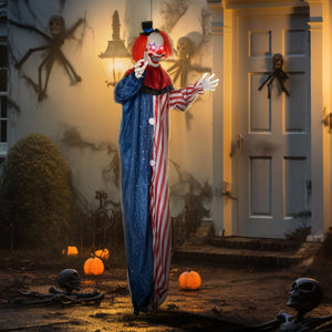 English Elm Homcom 6' Life-Size Scary Hanging Clown Prop With Light-Up Eyes & Creepy Sound For Halloween Fun W2225P229450