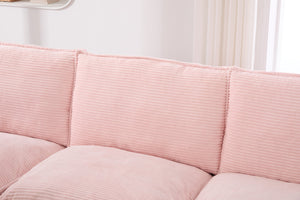 English Elm Sectional Cloud Sofa Modular Deep Seat Corduroy Upholstered Living Room Couch with Storage Pink W395S00131