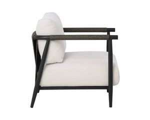 Sunpan Muros Lounge Chair - Stylish Outdoor Seating With Black Aluminum Frame & Palazzo Cream Cushions Cream Fabric 112165