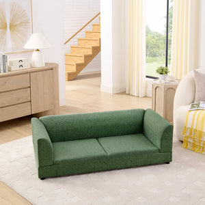 English Elm Comfortable Linen Upholstered Pet Sofa with Backrest and Armrests for Large Dogs Olive Green W487P430317