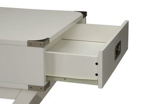 English Elm Babs Industrial Accent Table with X Base Metal Hardware and Single Storage Drawer White B2726P270997