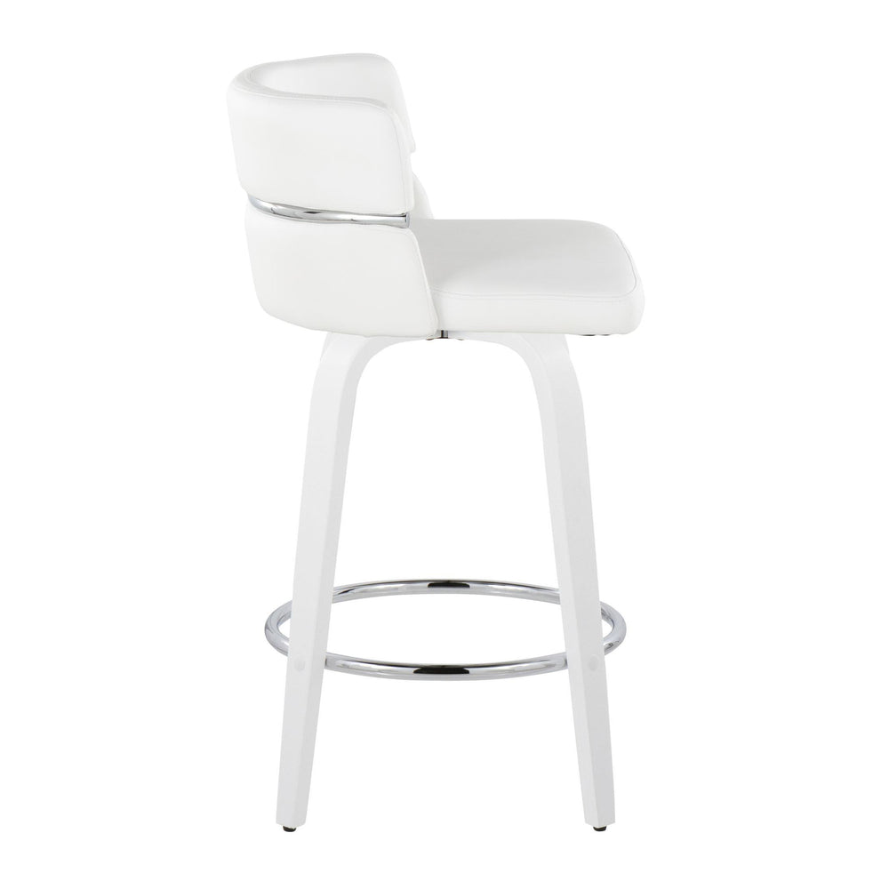 English Elm Fixed-height Swivel Counterstools Faux Leather Seat Chrome Footrest Kitchen Island Set B202S01801