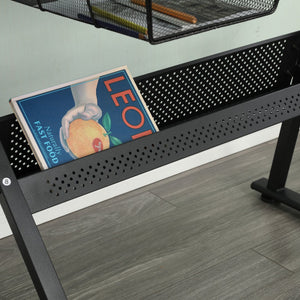English Elm Drafting Table with Tempered Glass Top Tilt Adjustable Frame and Built in Storage Drawers W347P421209