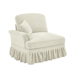 English Elm Sofa Modular Chenille Upholstered with Spindle Legs and Detachable Ruffle Skirt W3041P332558