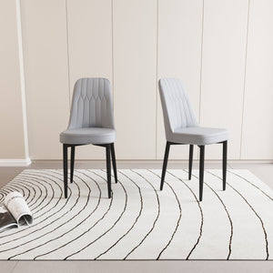 English Elm A Set Of 2 Modern Grey Dining Chairs With Pu Leather, Thick Cushions & Sturdy Black Metal Legs W2189140246