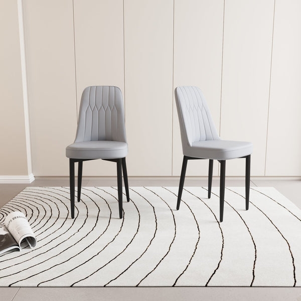 English Elm A Set Of 2 Modern Grey Dining Chairs With Pu Leather, Thick Cushions & Sturdy Black Metal Legs W2189140246