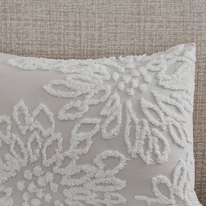 English Elm 3 Madison Park Veronica Tufted Chenille Floral Comforter Set Full/Queen Hypoallergenic Farmhouse Chic Warm Grey+White 18.9 L x 23.62 W x 10.24 H B035128913