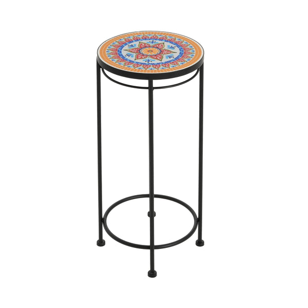English Elm Christopher Knight Home® - Wesley Ceramic Tile & Iron Plant Stand Set - Weatherproof Tall/Med/Small Display for Patio Décor N775P215525B