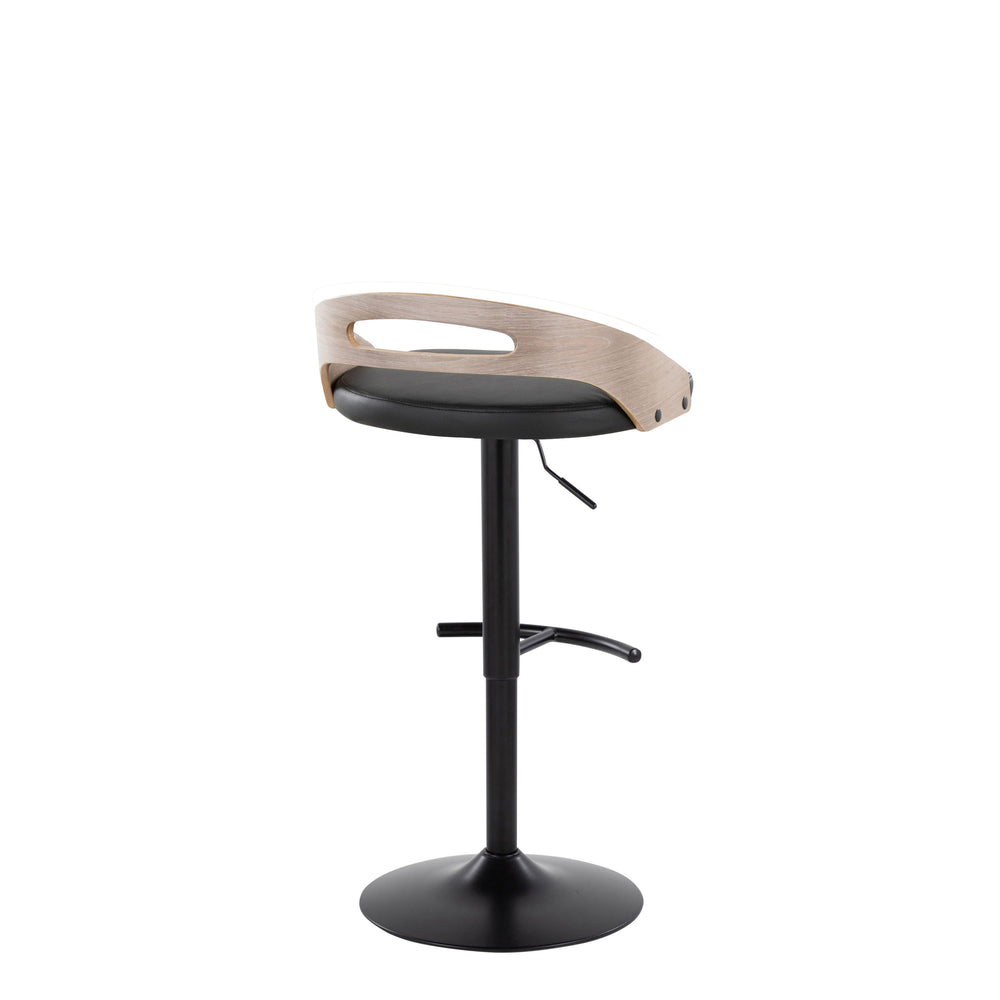 English Elm Adjustable Swivel Barstools with Faux Leather Seat and Black Metal Base Set of 2 B202S02162