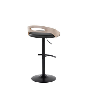 English Elm Adjustable Swivel Barstools with Faux Leather Seat and Black Metal Base Set of 2 B202S02162