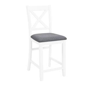 English Elm Elegant Square Acacia Wood Dining Set with Four Linen Upholstered Chairs Modern Style W1998S00104