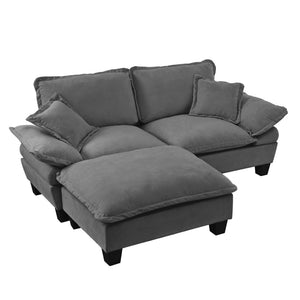 English Elm Modular Cloud Sectional Sofa Chenille Upholstered with Ottoman for Apartment Living Grey W3163S00112