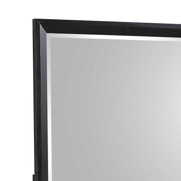 English Elm Houston Walnut Wood Frame Beveled Square Wall Mirror for Modern Bedroom Decor B009P345872