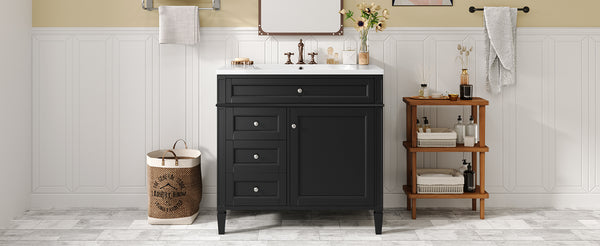 English Elm 36'' Modern Bathroom Vanity With Resin Sink, Storage Cabinet & Tip-Out Drawer For Stylish Organization SW000119AAB-2