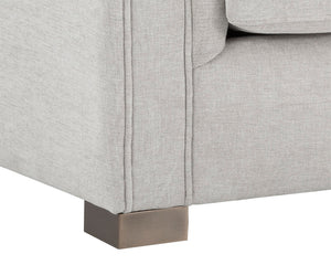 Sunpan Caitlin Armchair - Modern Channel Tufted Design in Hemingway Silver with Antique Brass Feet, Stylish!