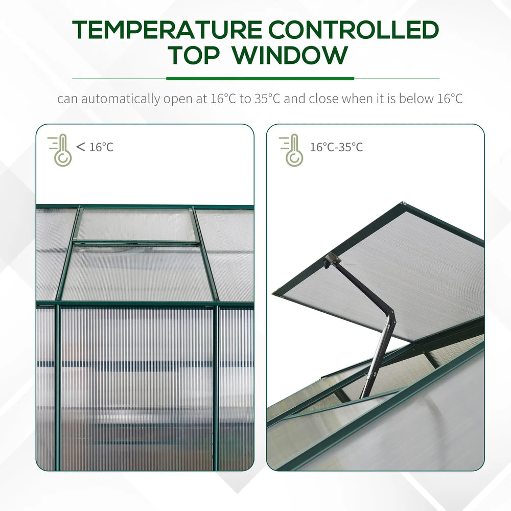 English Elm Silver Aluminum Walk-in Greenhouse with Polycarbonate Panels and Adjustable Roof Vent T3971S00032