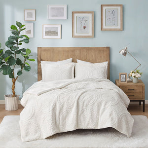 English Elm King/Cal Embroidered Medallion Faux Fur Ultra Plush Comforter Set – Luxurious Softness, Machine Washable Elegance Ivory 19.29 L x 12.8 W x 12.8 H B03597034