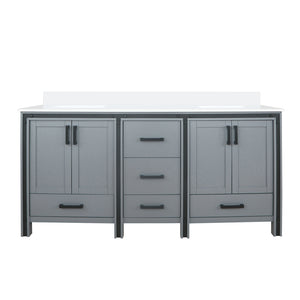 English Elm Dark Grey Double Bath Vanity 72" W With Cultured Marble Top, Soft-Close Drawers & Ample Storage B2731P260726