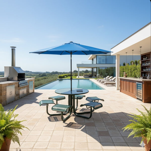 English Elm 11 Foot Solar Led Patio Umbrella Uv Resistant Polyester Canopy with Crank and Tilt B082P454991