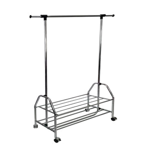 English Elm Chrome Freestanding Garment Rack with Adjustable Bar Top Shelf and Rolling Casters B091P340572