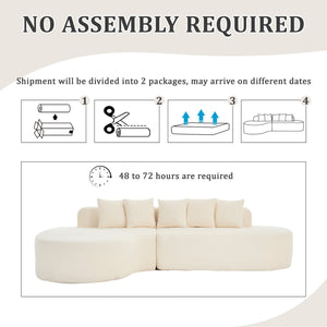 English Elm 110.2'' Plush Boneless Sectional Sofa Ivory — Curved L-Shape Chaise, Deep Memory Foam Comfort, No Assembly W1249S00008