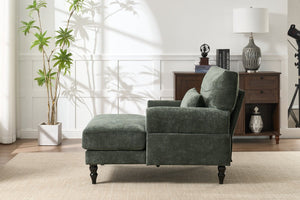 English Elm Modern Chaise Lounge with Plush High-Resilience Cushion and Solid Wood Frame for Durable Comfort Green W2120P296388