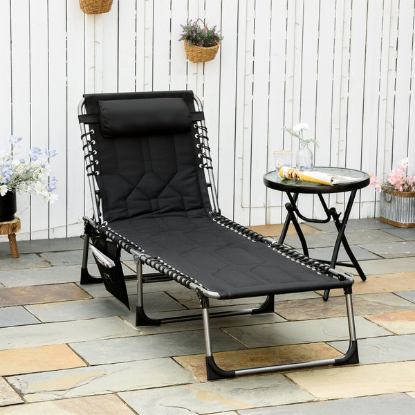 English Elm Outsunny Padded Folding Chaise Lounge Chair - 6-Level Reclining, Portable Comfort For Beach & Patio W2225P174366-GIGA
