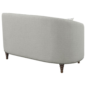 English Elm Veronica Tufted Linen Loveseat with Nailhead Trim and Curved Back for Parlor Style B062P357780