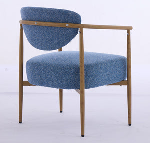 English Elm Blue Woven Fabric Dining Chair with 10cm Foam Cushion, Breathable Wear-Resistant Seat, Iron Frame W3149P375467