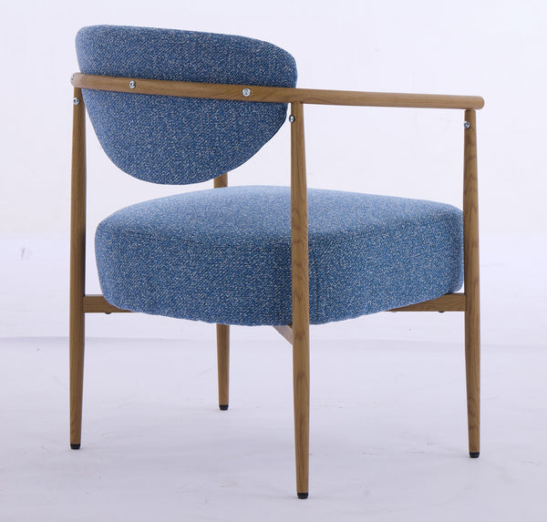 English Elm Blue Woven Fabric Dining Chair with 10cm Foam Cushion, Breathable Wear-Resistant Seat, Iron Frame W3149P375467