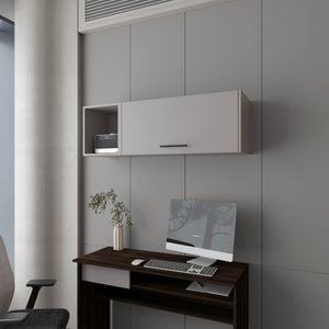 English Elm Smoke Wall Cabinet Fold-Down Door with Pneumatic Arms, Open Storage, Sleek Smoke Finish for Décor B062P252144