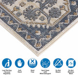 Madison Park Dakota Transitional Tiled Border Area Rug MP35-7558 Blue/Cream