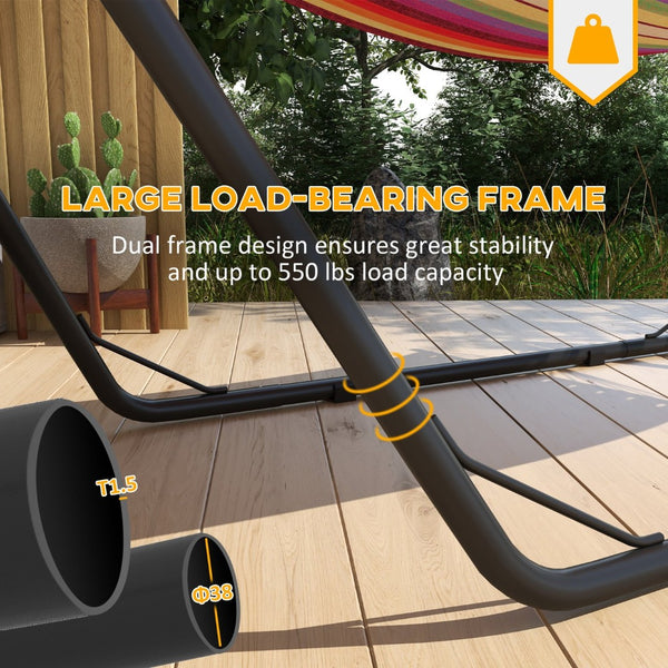 English Elm Outsunny Portable Hammock Stand For 2, Adjustable Steel Frame, 550 Lbs Capacity, Indoor/Outdoor Use W2225P174056-GIGA