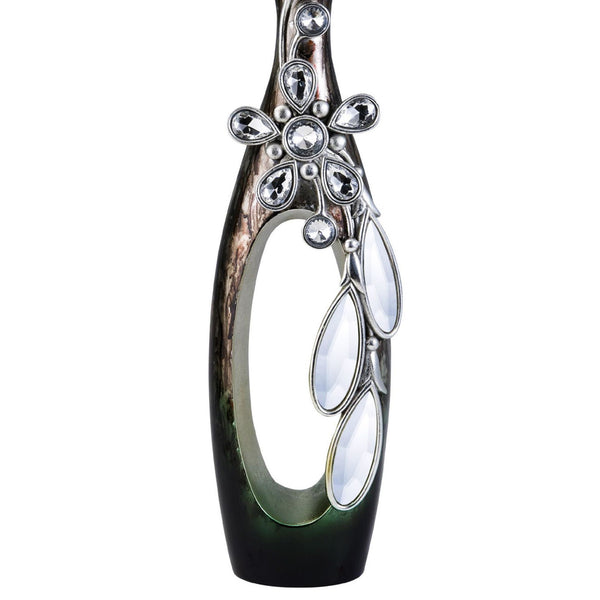 English Elm 16" Polyresin Candleholder with Crystal Glass Accents Formal Decor for Dining Mantels B072116542