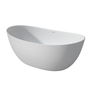 English Elm 65" Freestanding Solid Surface Soaking Tub Matte White Spa Style Bathroom W2704P204066