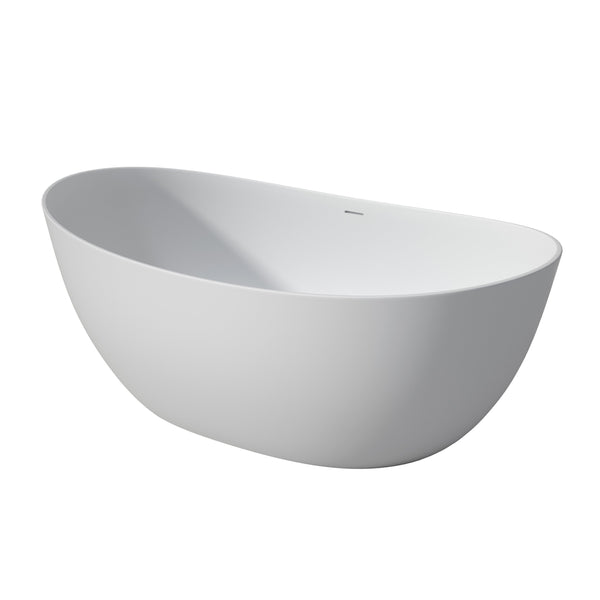 English Elm 65" Freestanding Solid Surface Soaking Tub Matte White Spa Style Bathroom W2704P204066