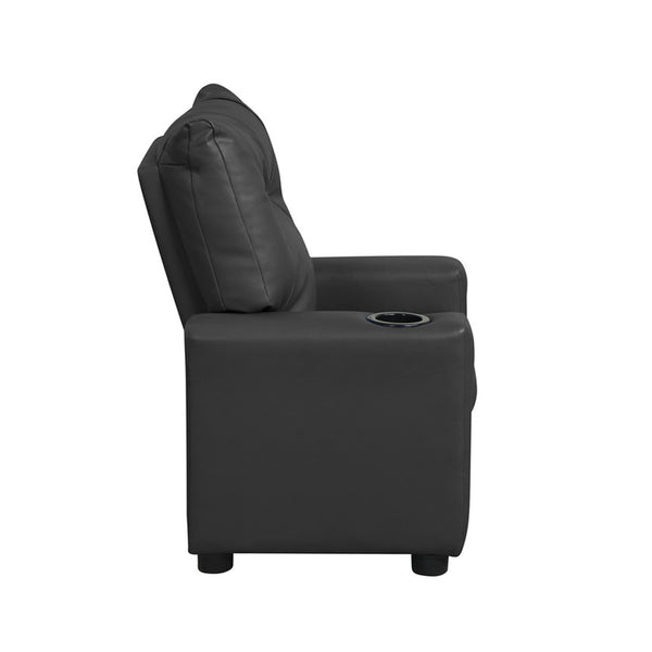 English Elm PVC Kids Recliner Chair with Cupholder and Easy-Clean Fabric, Comfortable Reclining Seat for Room Fun Black B016P404569