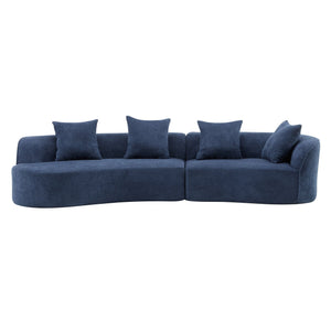 English Elm Christopher Knight Home® - 126" Curved Sectional Sofa – Luxurious Navy Boucle, Modular Design, Plush Foam For Ultimate Comfort N771P247830U_N771P247831U