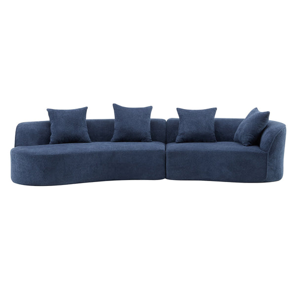 English Elm Christopher Knight Home® - 126" Curved Sectional Sofa – Luxurious Navy Boucle, Modular Design, Plush Foam For Ultimate Comfort N771P247830U_N771P247831U