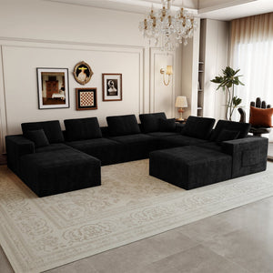English Elm 141.73*106.3"modular Sectional Sofa 8 Piece Plush Corduroy Cloud Couch for Living Room W3819S00145