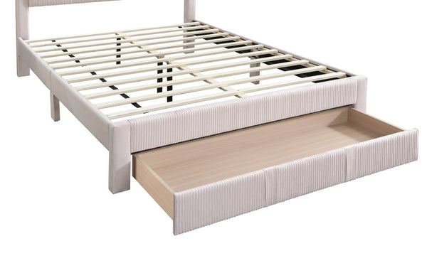 English Elm Contemporary Corduroy Upholstered Full Storage Bed Plush Tufted Headboard Bedroom B011P417517