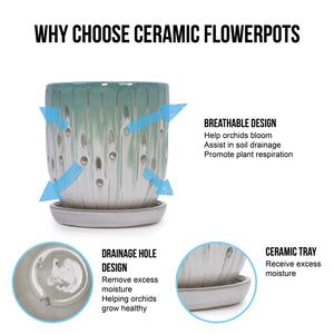 English Elm Set Of 2 Modern Ceramic Flowerpots With Drainage Holes - Stylish Planters For Indoor & Outdoor Use W3273P322553-GIGA