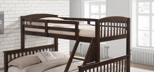 English Elm Transition Twin Full Bunk Bed With Angled Ladder & Slat Support - Stylish Cherry Finish Upgrade B2741S00272-GIGA