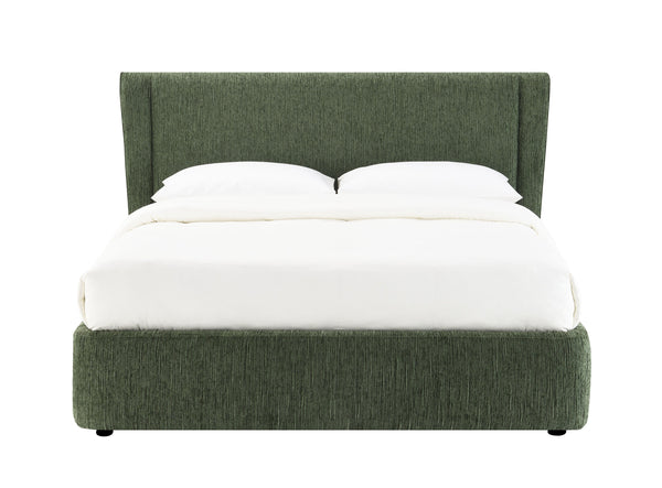 English Elm Cheryl Queen Upholstered Bed Chenille Fabric Padded Headboard No Box Spring Needed B2756S00035