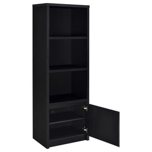 English Elm Sloat Slim Black 3-Shelf Media Tower with Cabinet — Vertical Entertainment Pier for Organized Living B062P375569