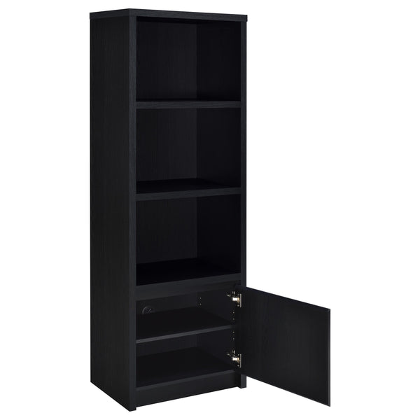 English Elm Sloat Slim Black 3-Shelf Media Tower with Cabinet — Vertical Entertainment Pier for Organized Living B062P375569