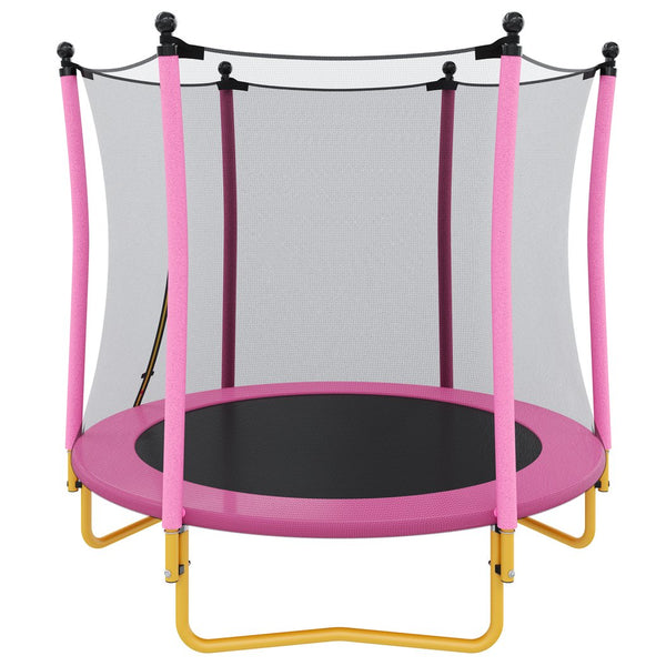 English Elm [without Basketball Hoop] 5.5 Ft Kids Trampoline with Safety Net and Foam Padded Poles Pink N739P443065H